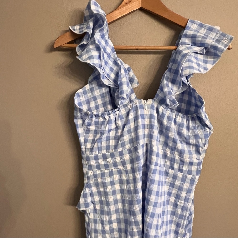 Petal & Pup Blue and White Gingham Tie-Front Mini Dress - Picture 6 of 8